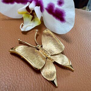 SALE! Vintage Monet Brushed Gold Tone Butterfly Pin/Brooch